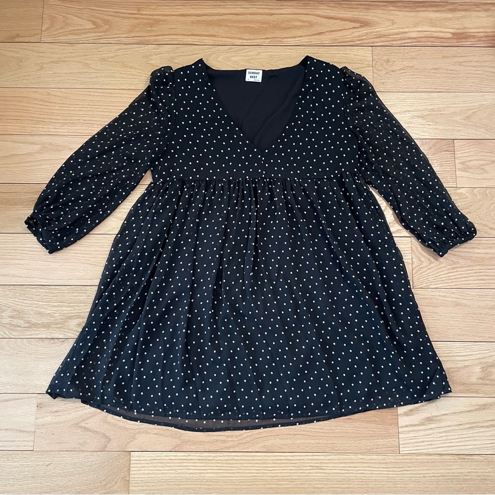 Aritzia (Sunday Best) polka dot dress w/ puffy sleeves